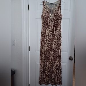 Tommy Bahama Womens Size M Leopard Print Maxi Dress - Brown and Tan